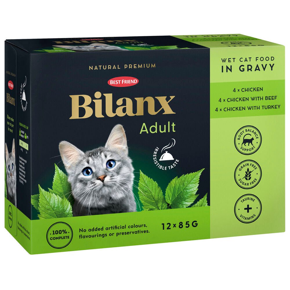 Best Friend Bilanx Adult chicken, beef & turkey selection in gravy 12x85 g