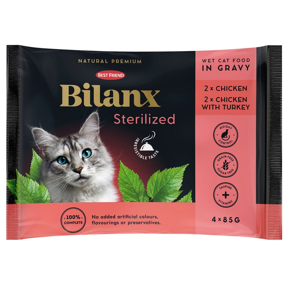 Best Friend Bilanx Sterilized chicken & turkey selection in gravy 4x85 g