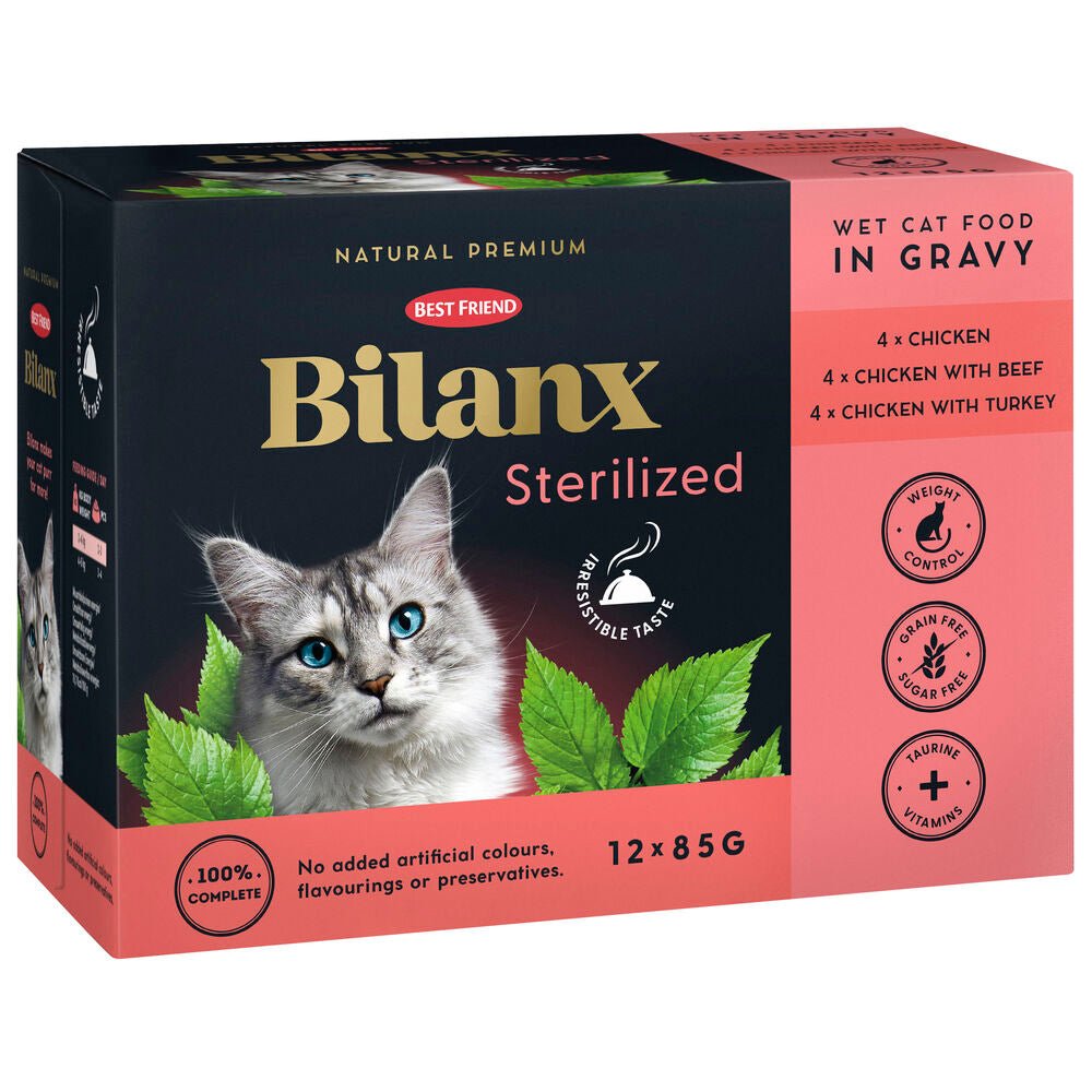 Best Friend Bilanx Sterilized chicken, beef & turkey selection in gravy 12x85 g